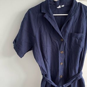 Navy Blue Button Down Jumpsuit